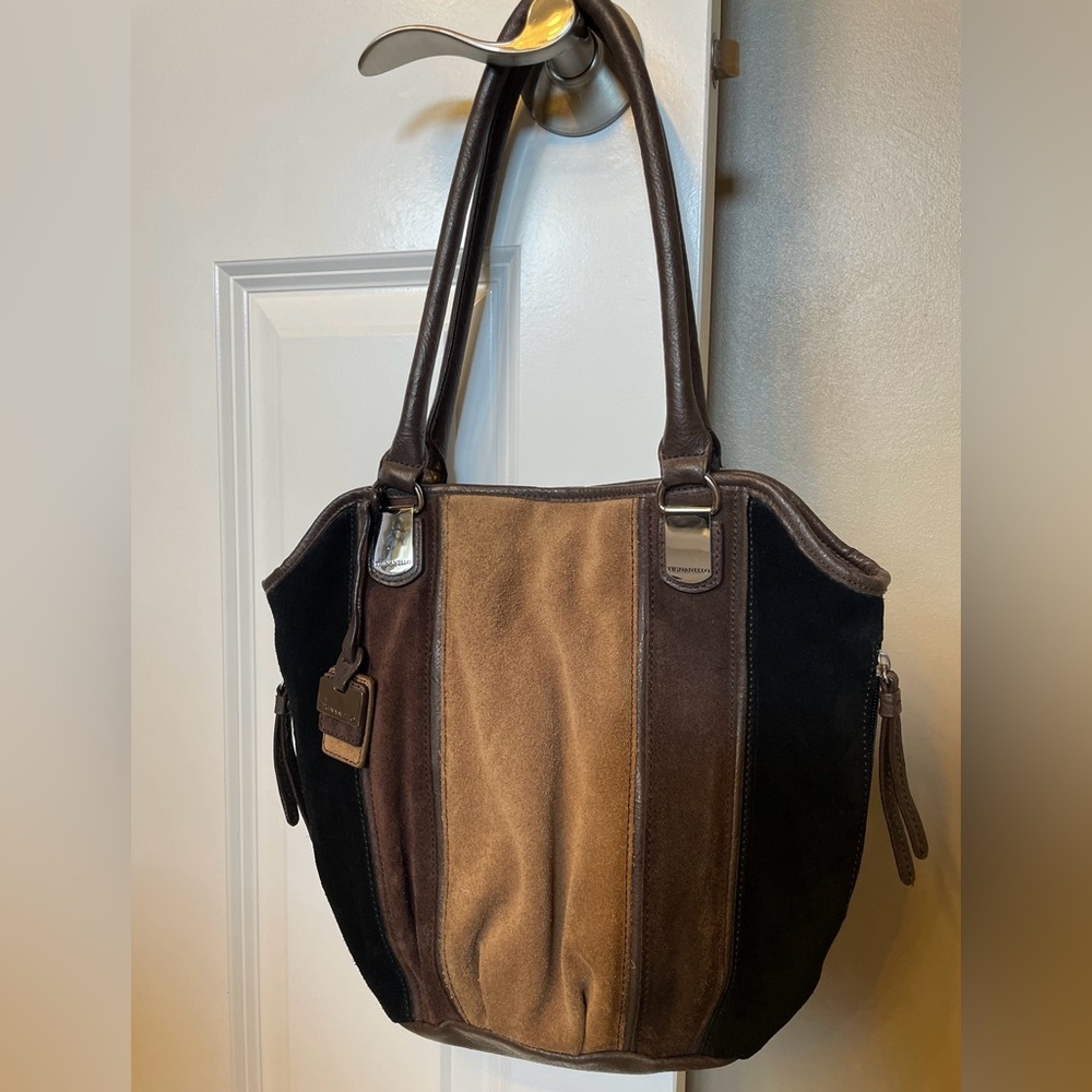 Tignanello Genuine Leather/Suede Brown, Black Shoulder Bag Purse